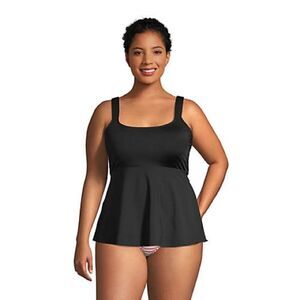 Land’s End Flutter Plus and Regular size square neck tankini Black Vario…